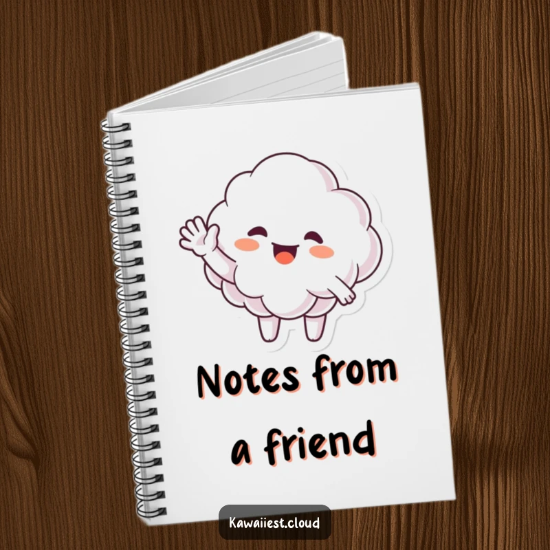 Funny Notebook cover featuring a happy cloud character giving a large, enthusiastic, and friendly wave.