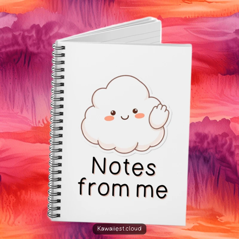 Funny notebook cover with a cloud character waving a fluffy hello, perfect for jotting down friendly thoughts.
