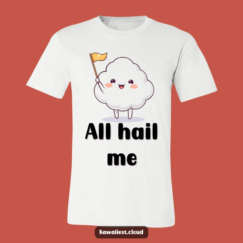 Funny Cloud Waving Flag T-Shirt: Humorous Character Greeting for Happy People