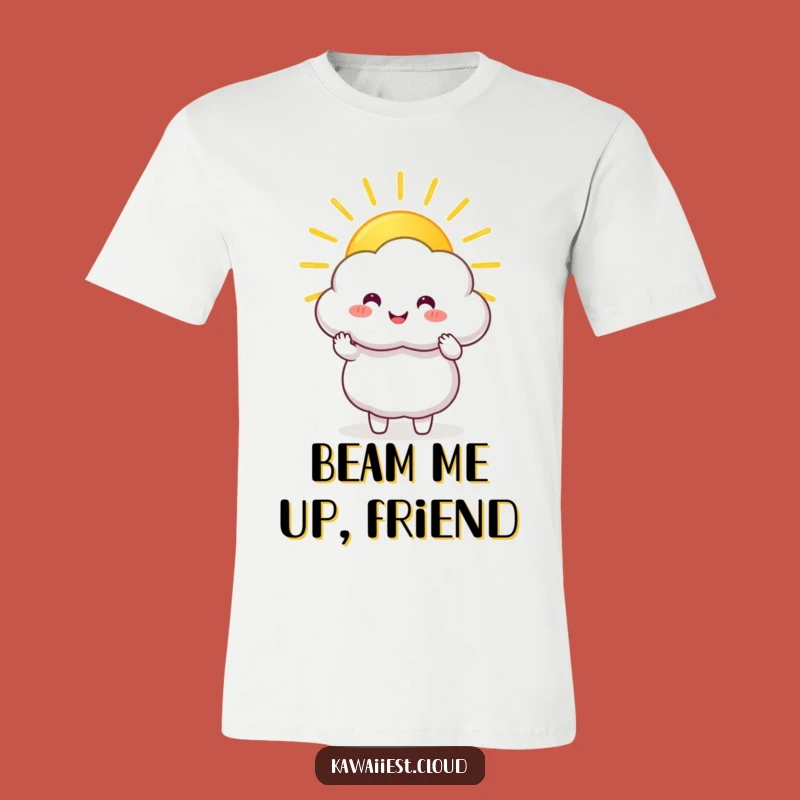Funny Sunbeam Cloud T-Shirt: Happy Character Sharing Golden Sunbeam, Perfect Funny Gift