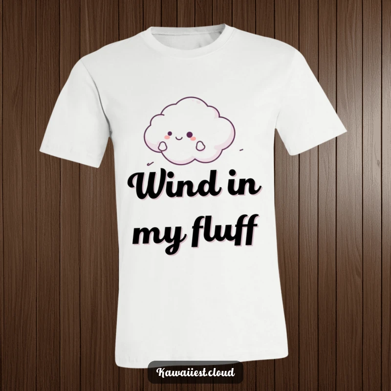 Funny Cloud T-Shirt with a character happily gliding on a gentle breeze, perfect for casual, relaxed wear.