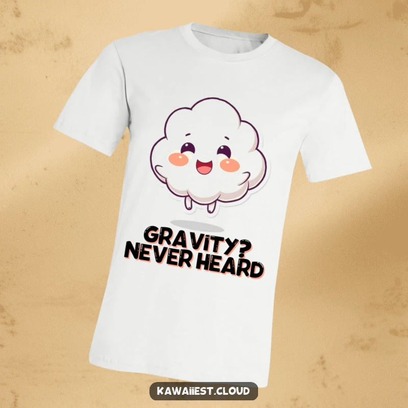 Funny t-shirt featuring a cloud character mid-bounce with pure joy, embodying boundless energy and playful happiness.