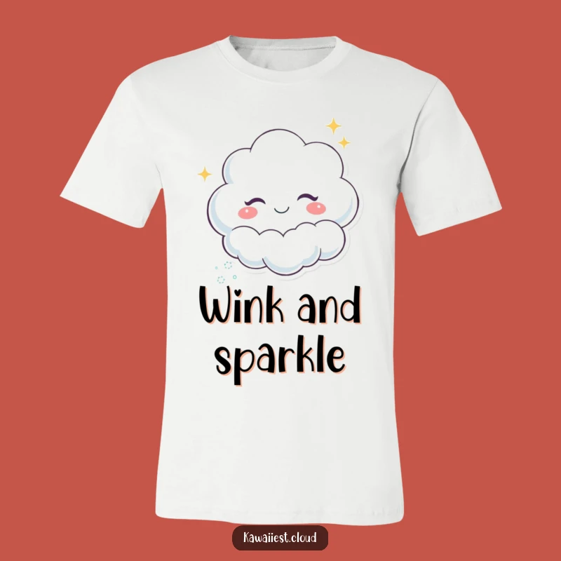 Funny Winking Cloud T-Shirt: Sparkle Trail, Playful Wink Apparel