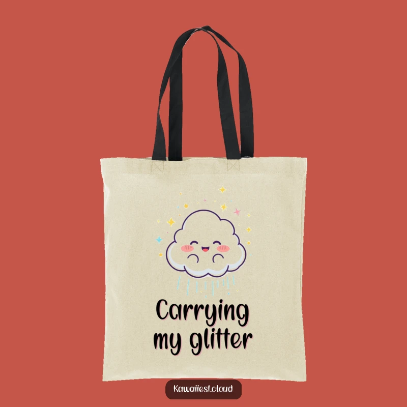 Funny Cloud Rain Tote Bag: Joyful Shower, Glittery Accessory