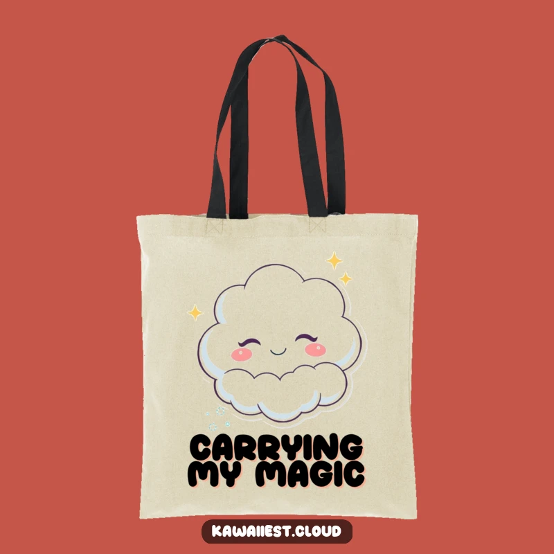 Funny Winking Cloud Tote Bag: Sparkle Trail, Playful Accessory