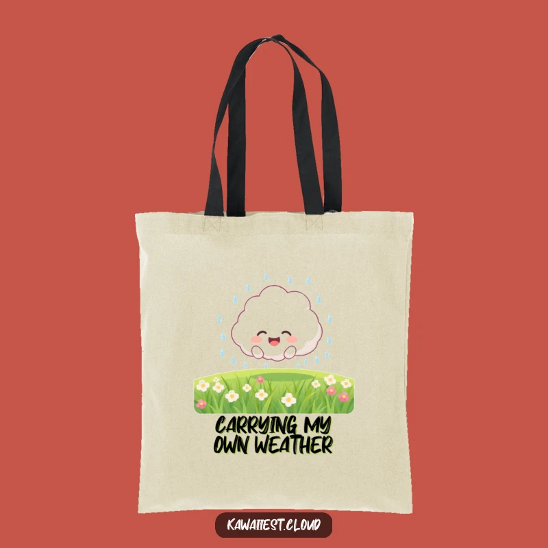 Funny Cloud Rain Tote Bag: Joyful Character Showering Gentle Rain, Perfect Funny Gift