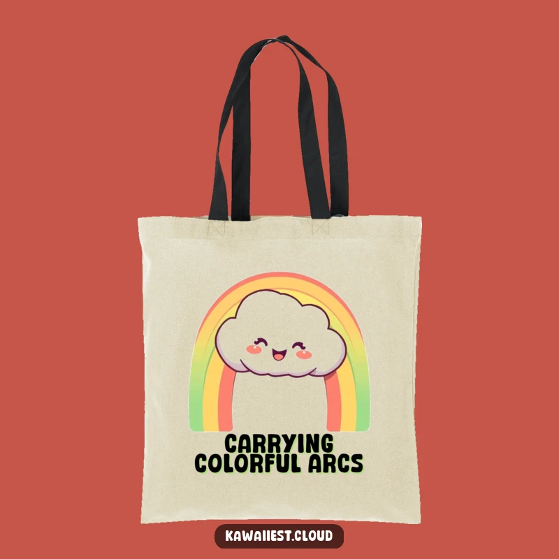 Funny Rainbow Cloud Tote Bag: Delighted Character Creating Arch, Perfect Funny Gift