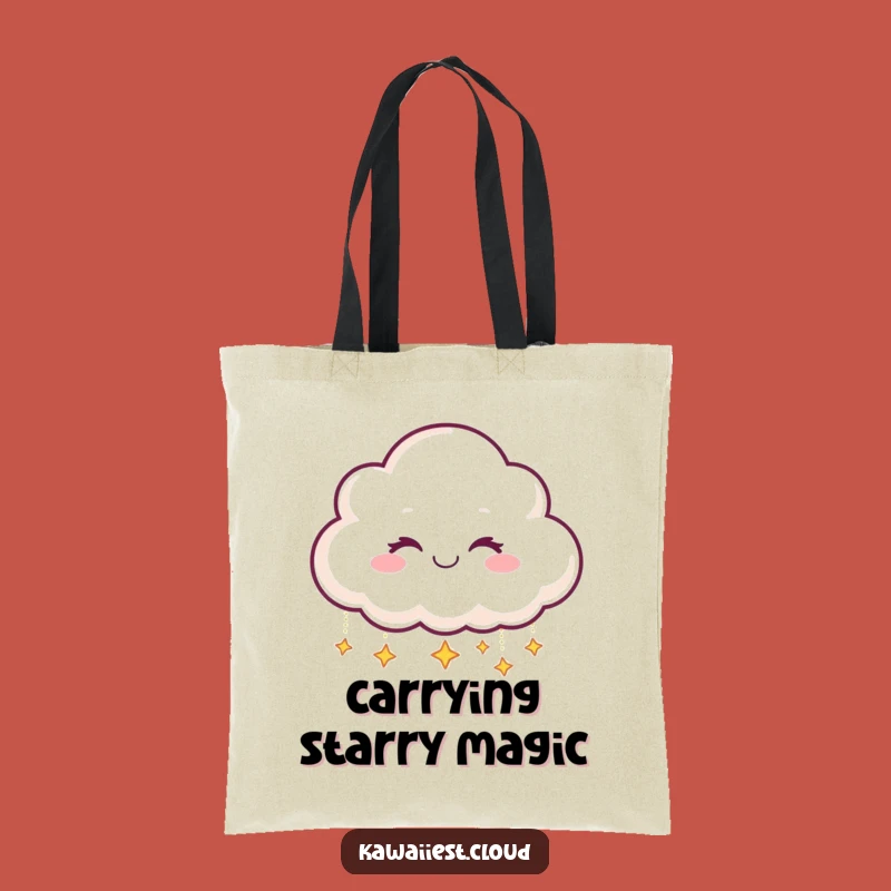 Funny Star Dropping Cloud Tote Bag: Smiling Winking Character, Perfect Funny Gift